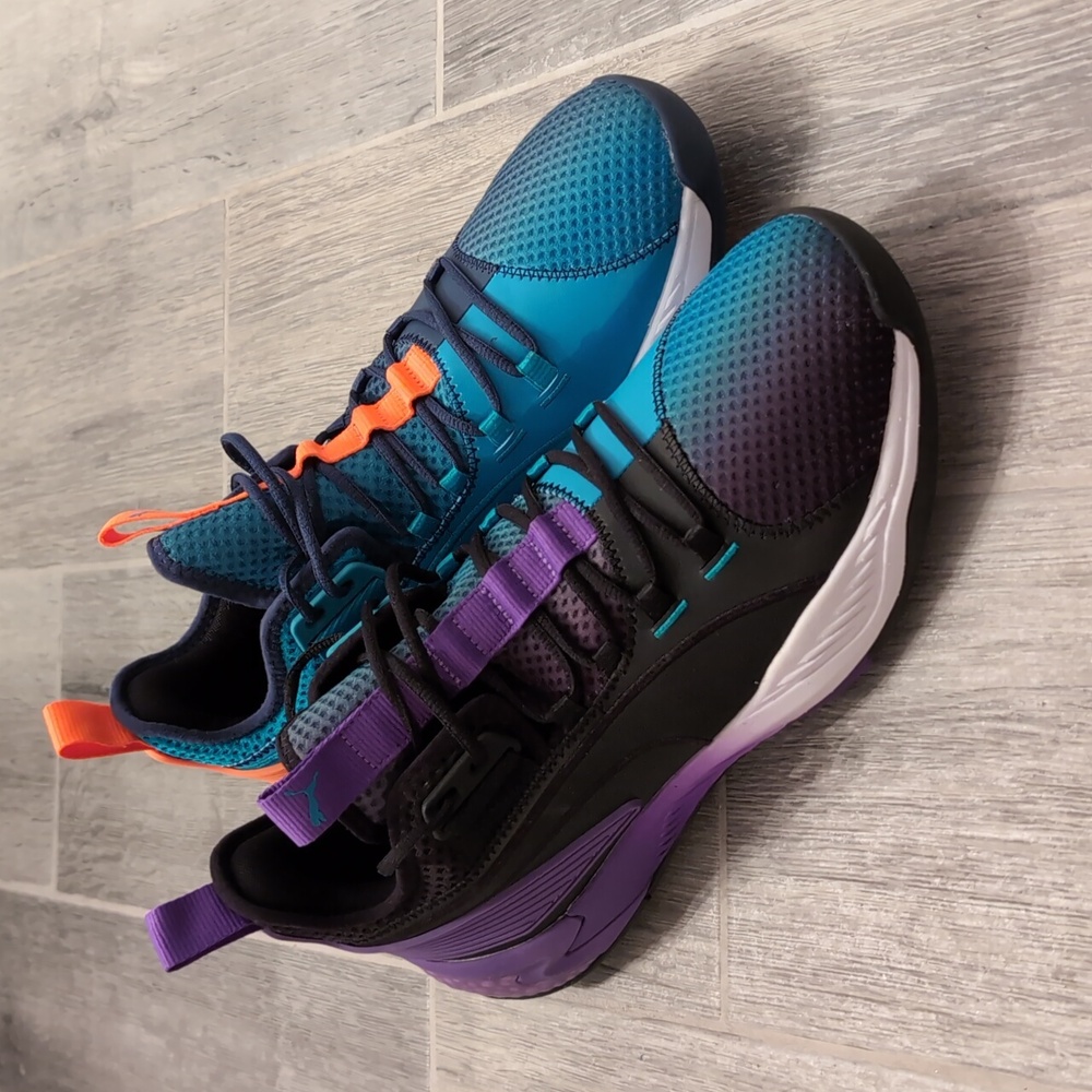 Puma Men's Blue and Orange Basketball Sneakers - Picture 2 of 6